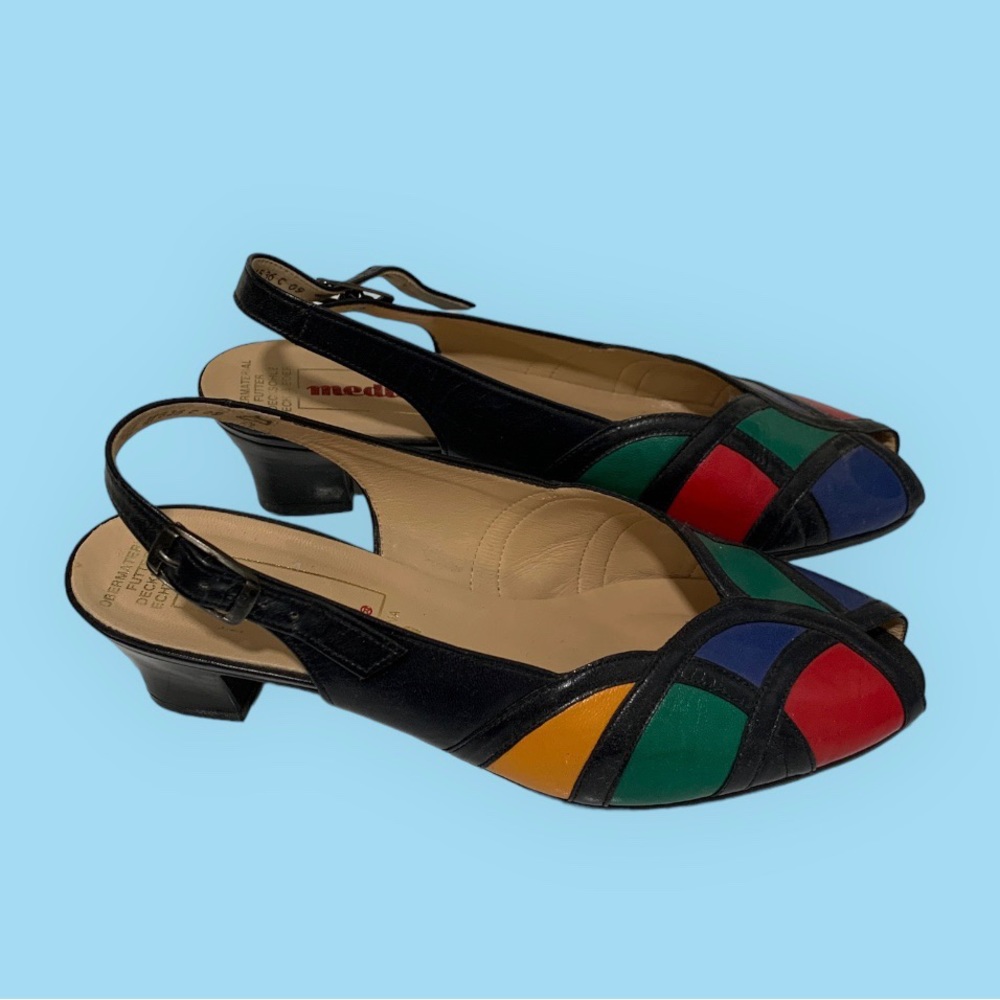 Vintage German colorblock open toe sandals by Medicus